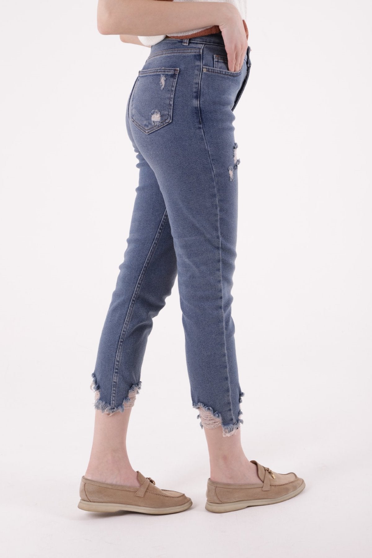Paçası Mom Fit Kot Pantolon 884