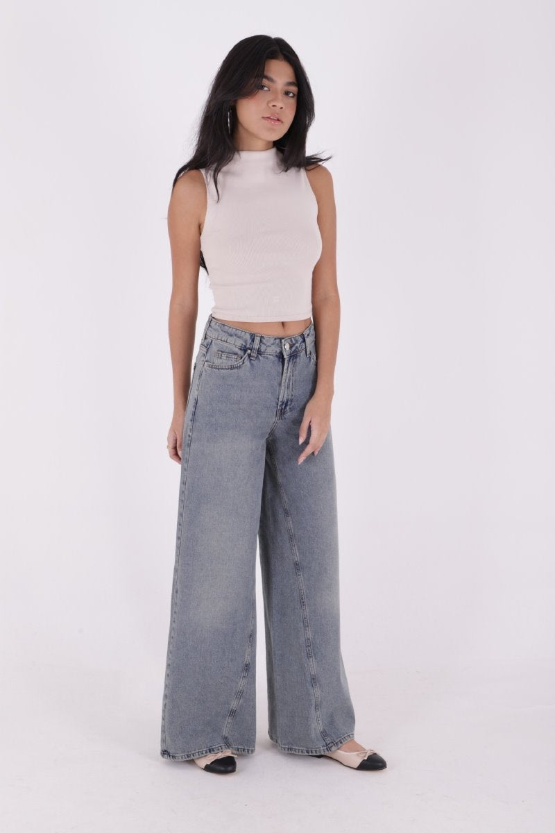 Parçalı Baggy Kot Pantolon 7045