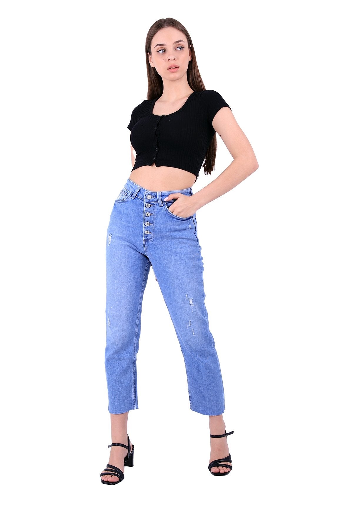 5 Düğmeli Mom Fit Kot Pantolon 745