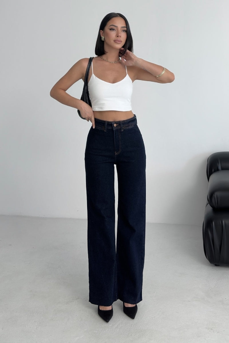 Dekoratif Cep Detaylı Palazzo Kot Pantolon 1710