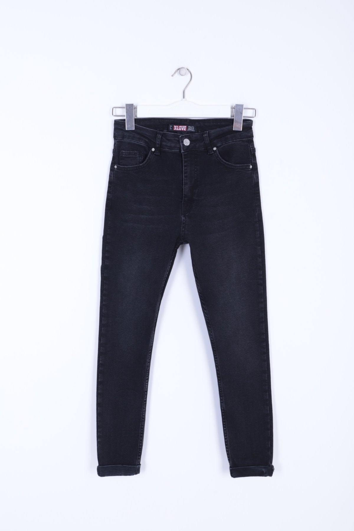 Duble Paça Skinny Kısa Boy Kot Pantolon 820