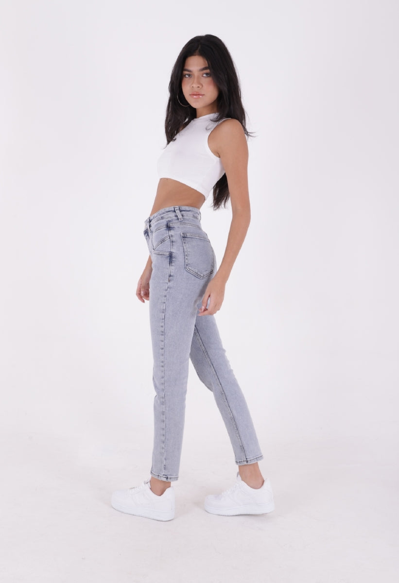 Önü Parçalı Dikişli Paça Kot Pantolon 7043