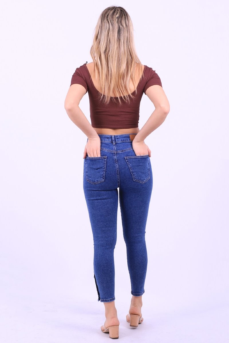 Paçası Dört Düğmeli Kot Pantolon 786