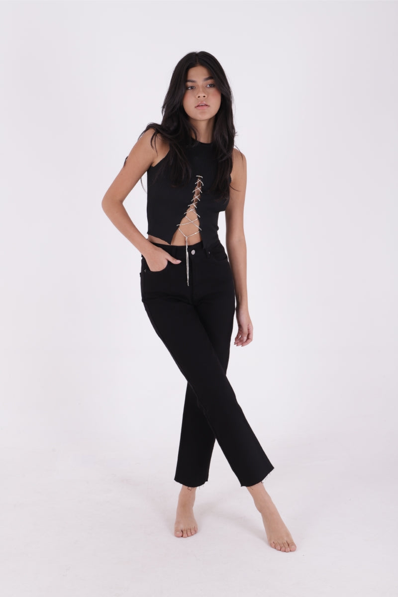 Dikişsiz Paça Mom Fit Kot Pantolon 764