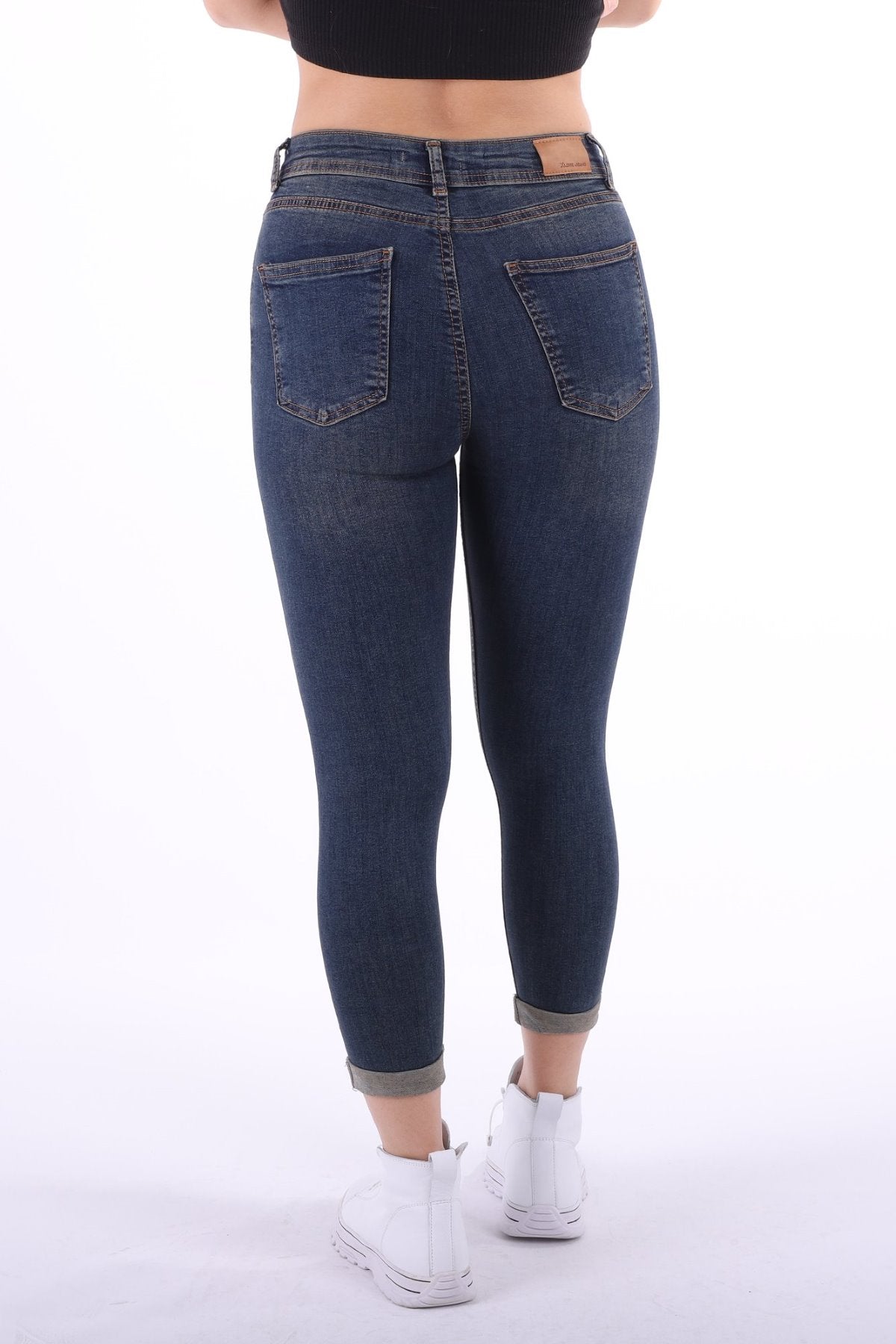 Duble Paça Skinny Kısa Boy Kot Pantolon 820