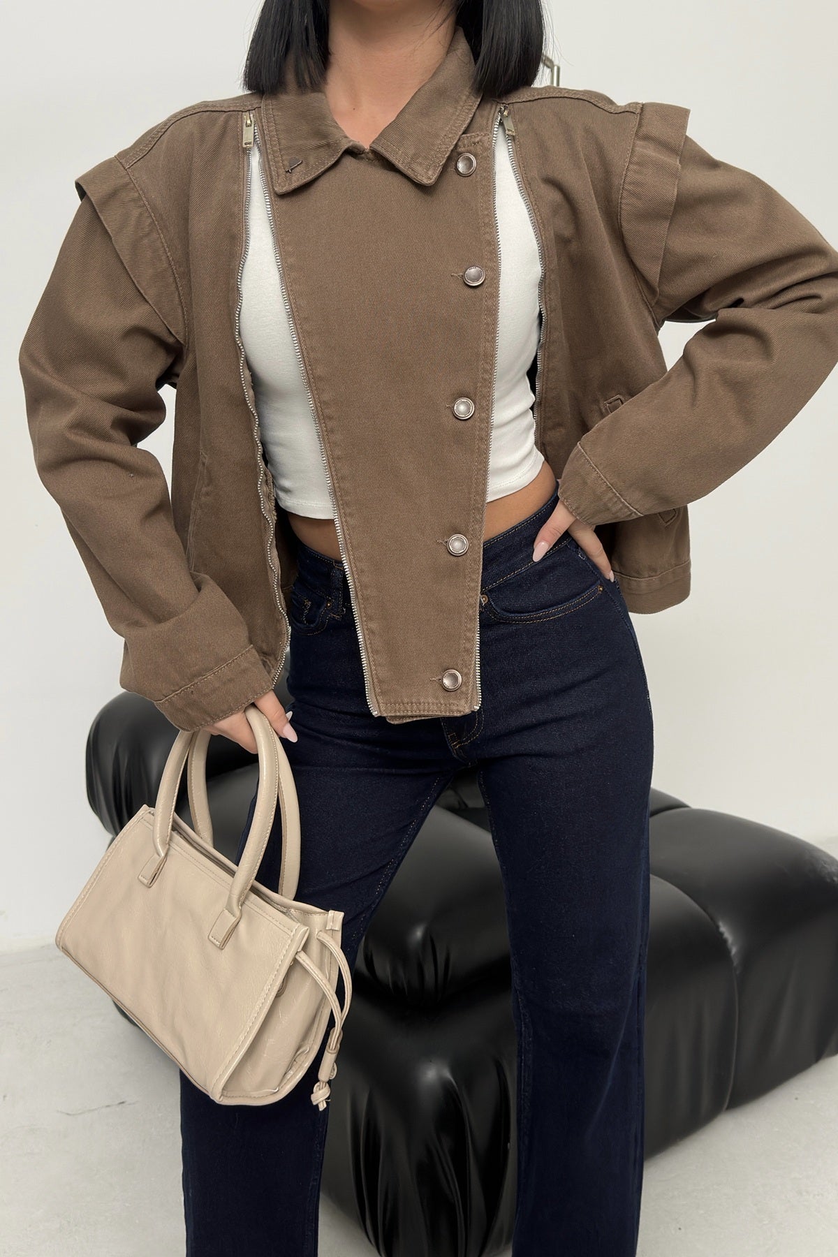 Fermuar Detaylı Kot Ceket 6141