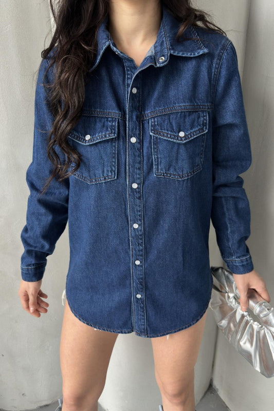 Çıtçıtlı Kot Gömlek