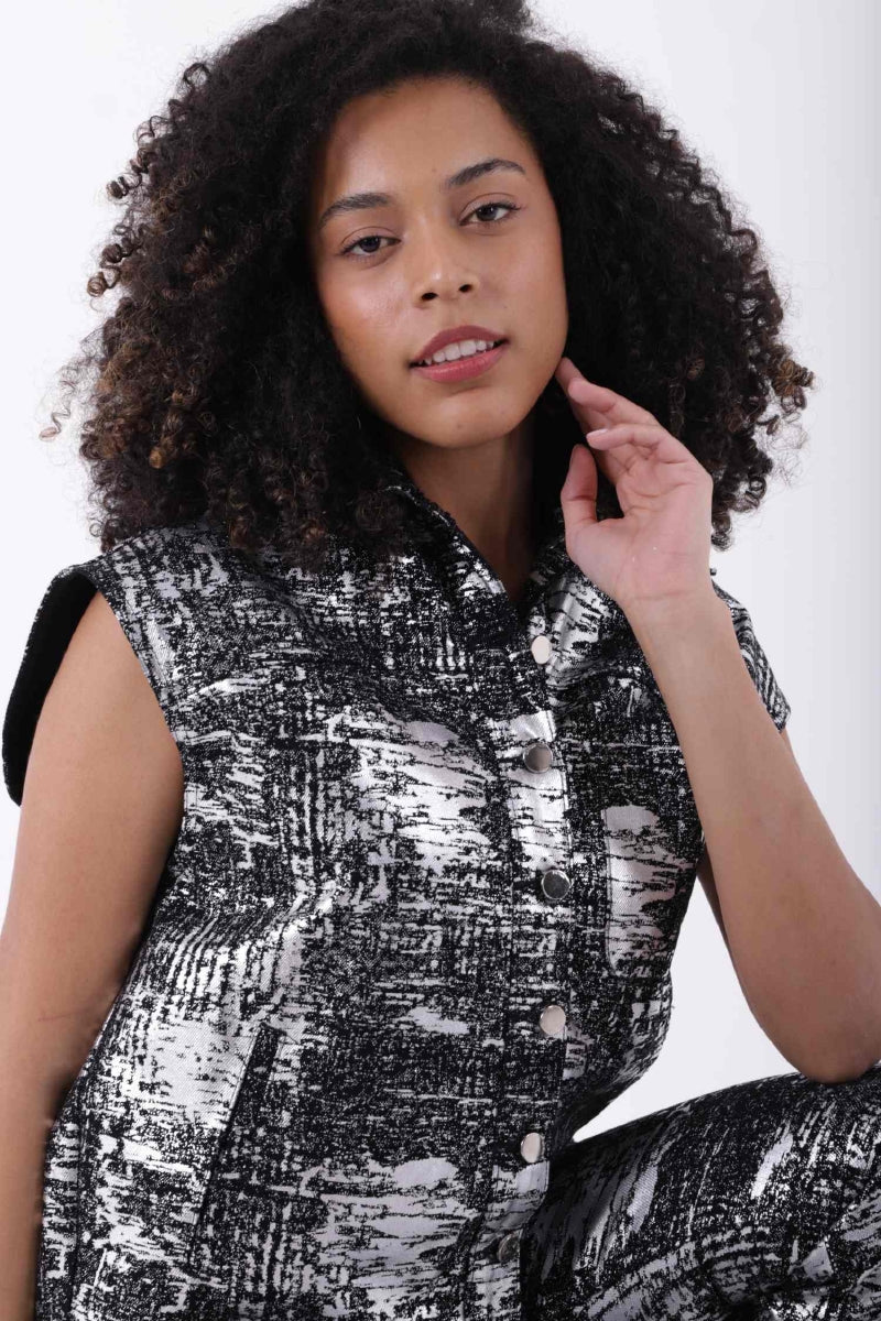 Önü Düğmeli Püsküllü Kot Yelek