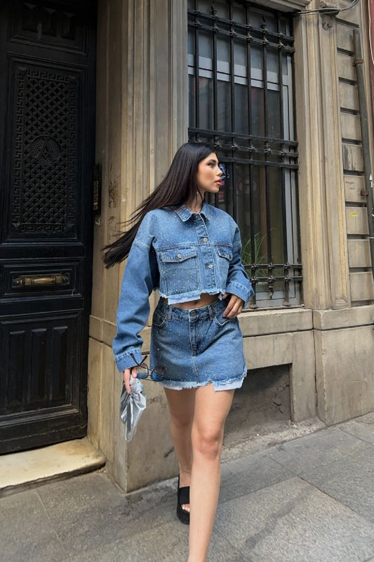 Denim Jacket with Lining Detail