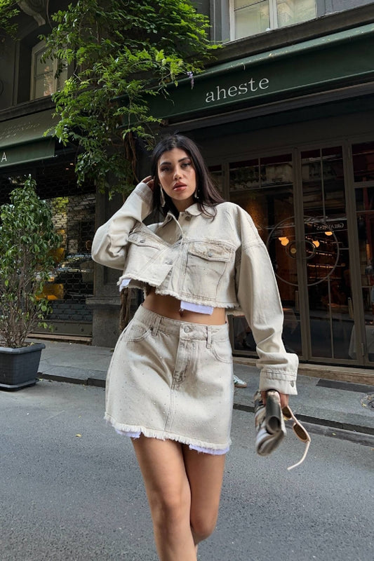 Astar Detaylı Kot Ceket