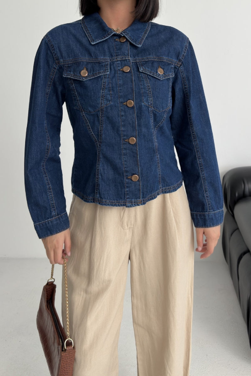 Dikiş Detaylı Kot Gömlek