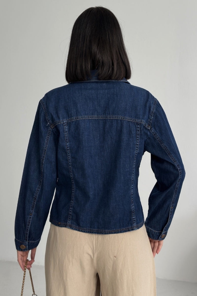 Dikiş Detaylı Kot Gömlek