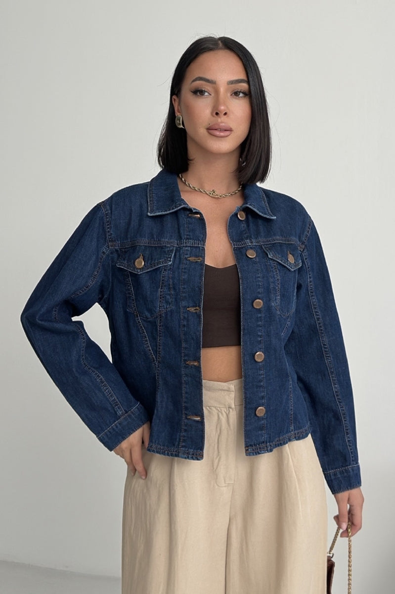 Dikiş Detaylı Kot Gömlek