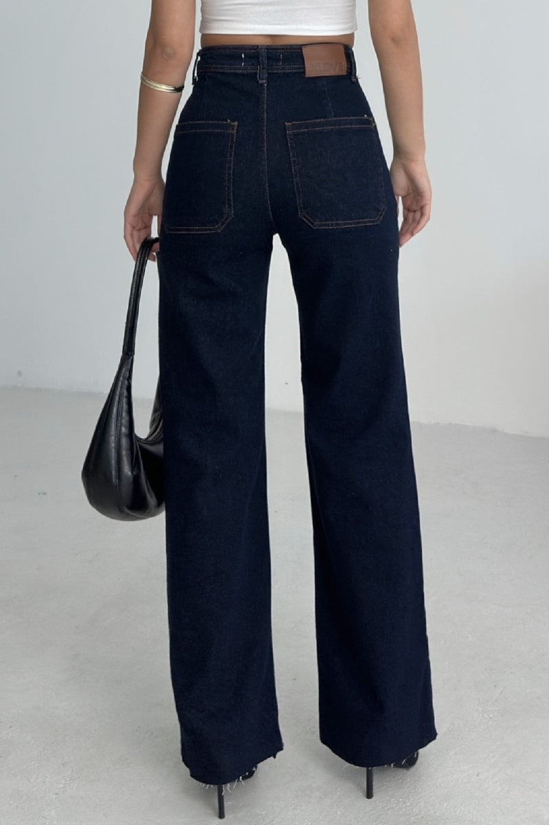 Dekoratif Cep Detaylı Palazzo Kot Pantolon 1710