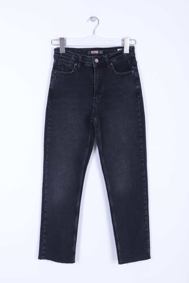 Dikişsiz Paça Mom Fit Kot Pantolon 764