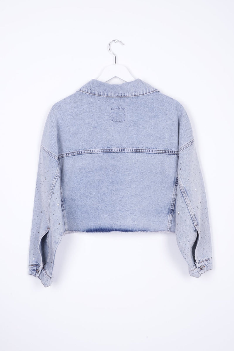 Taşlı Kısa Oversize Kot Ceket 6005