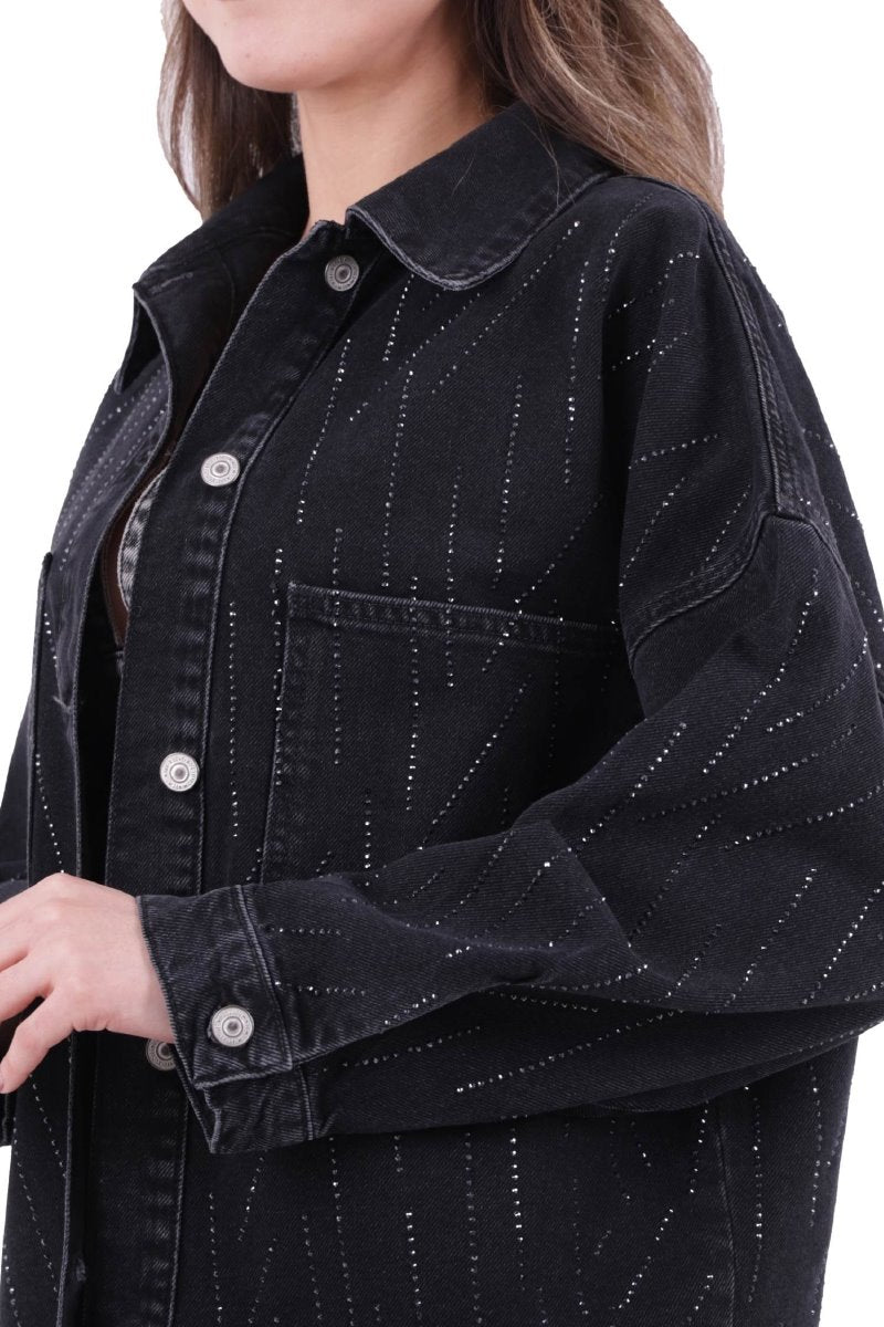 Taşlı Oversize Kot Gömlek 6006