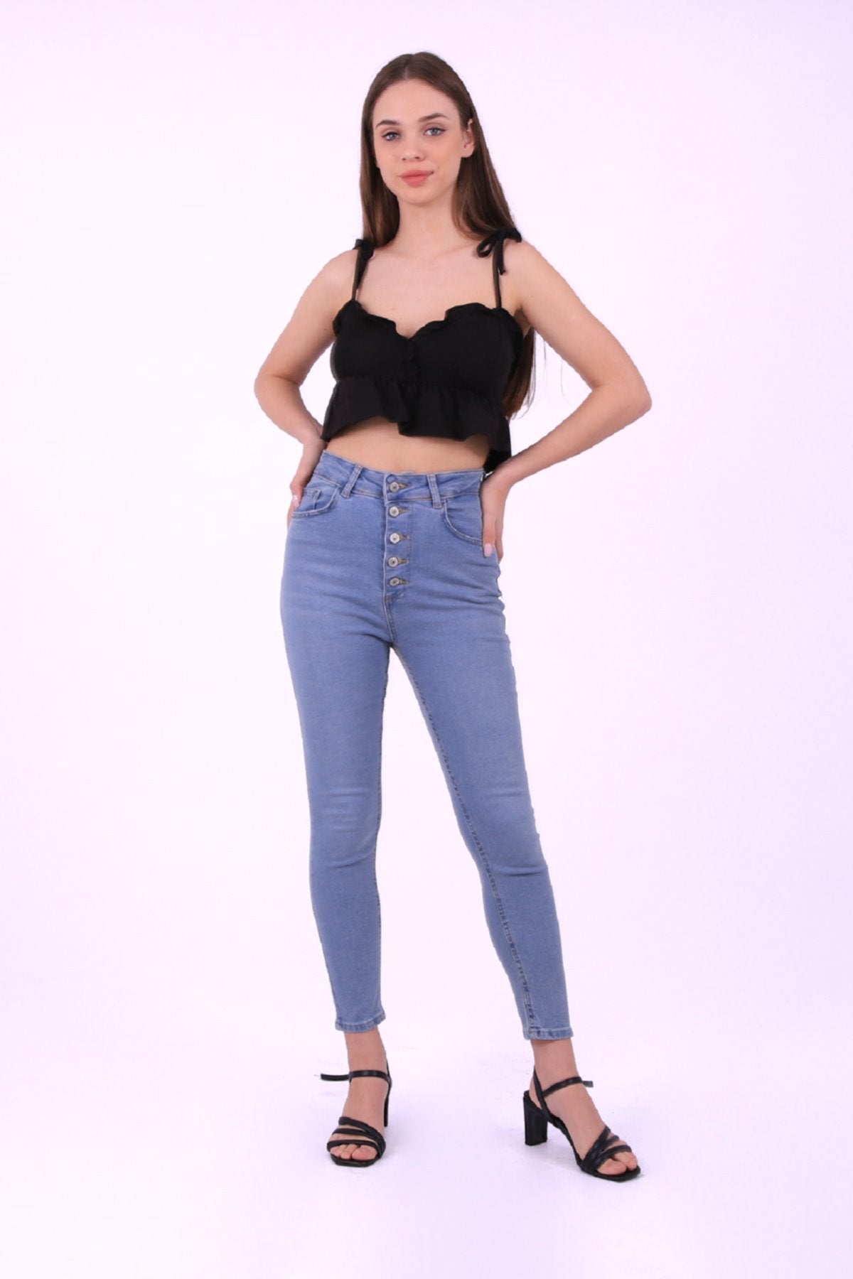 Önü 5 Düğmeli Skinny Kot Pantolon 755