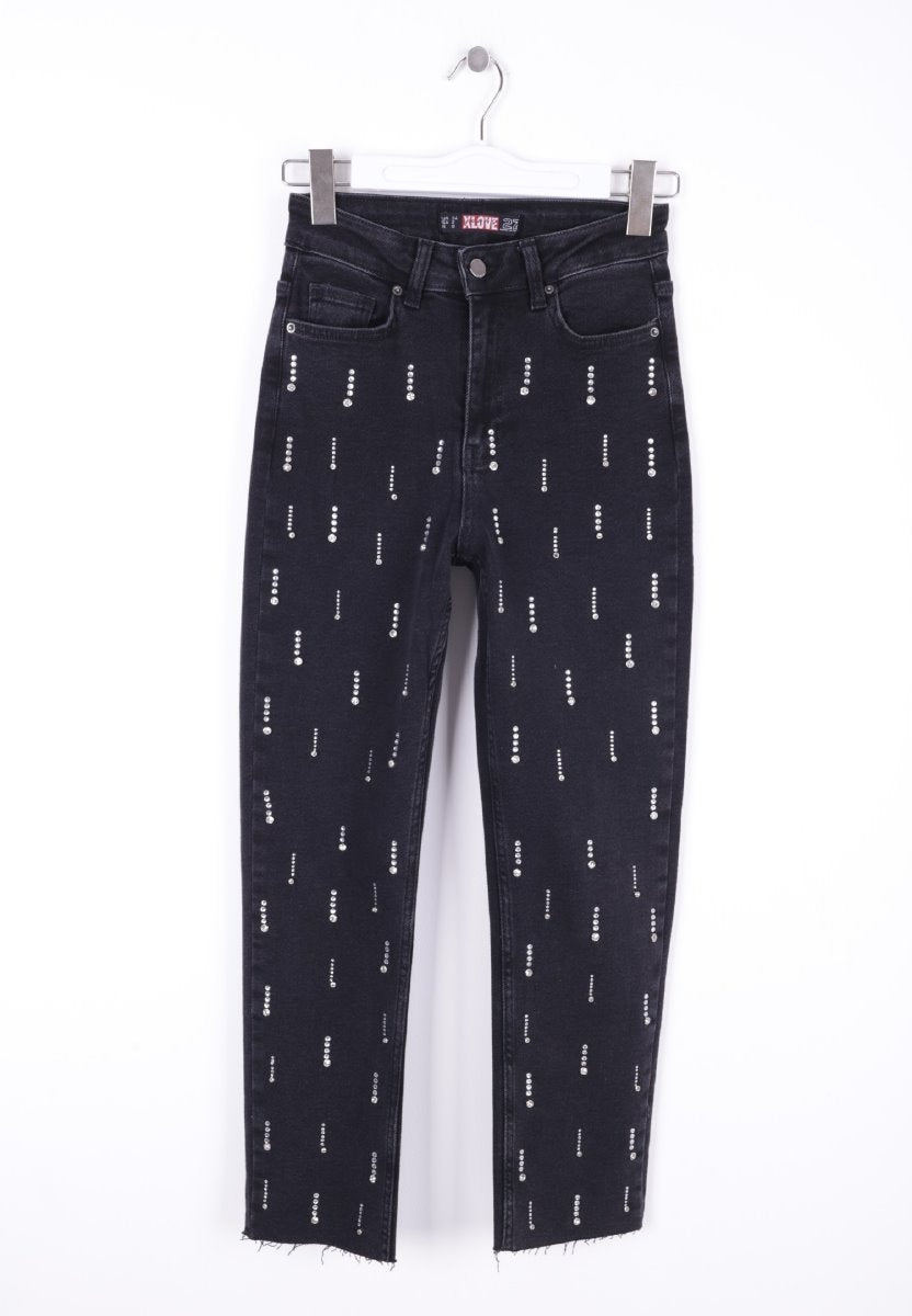 Tek Taraflı Droplı Mom Fit Kot Pantolon 7038