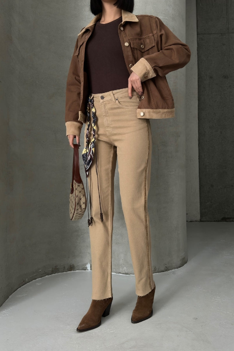 Şerit Detaylı Mom Fit Kot Pantolon 7111