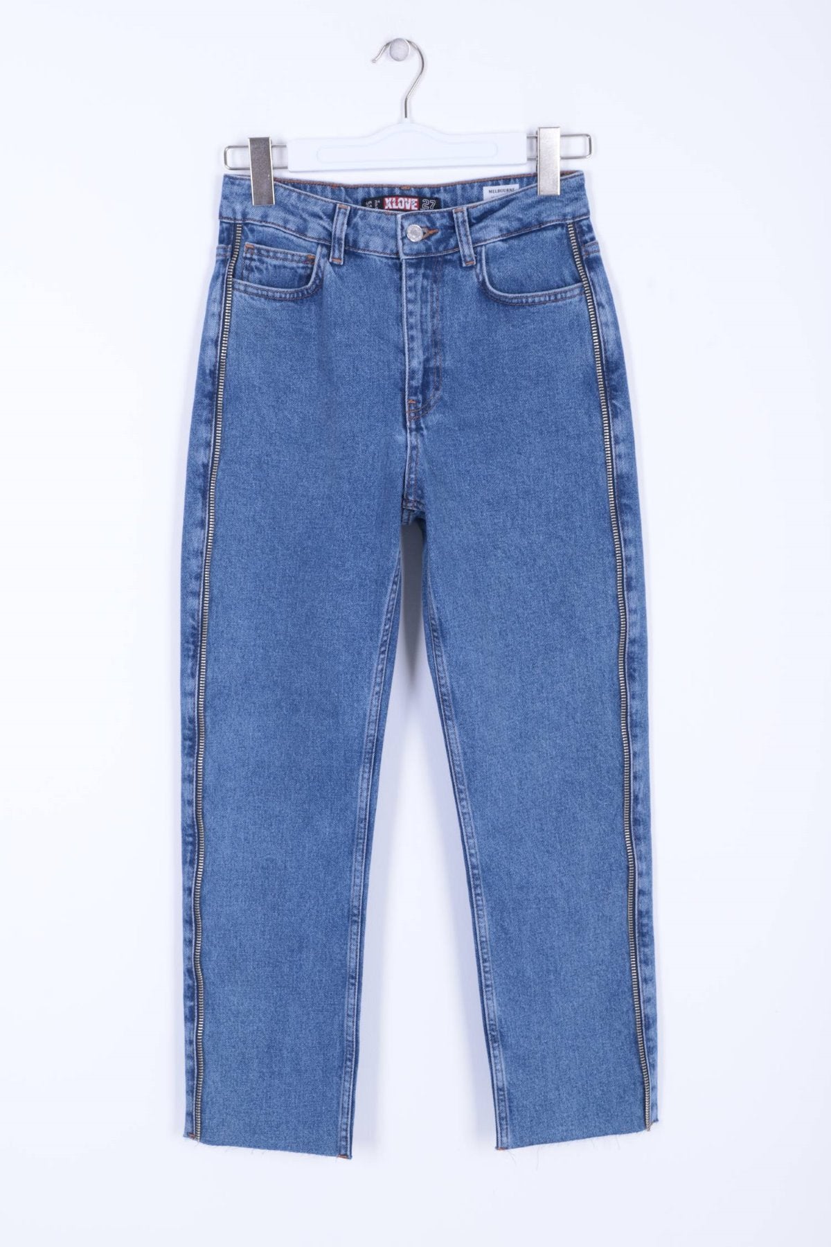Şerit Fermuarlı Kot Pantolon 7004