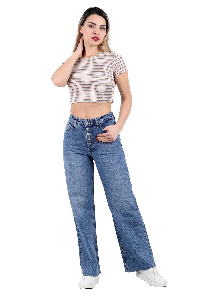 Dikişsiz Paça Beş Düğmali Relax Kot Pantolon 917