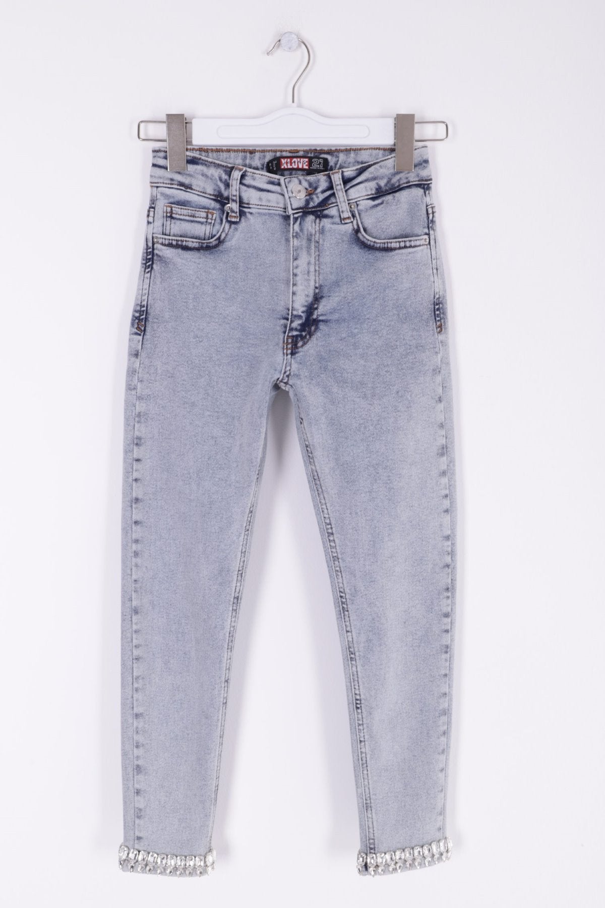Paçası Taşlı Skinny Kot Pantolon 7037