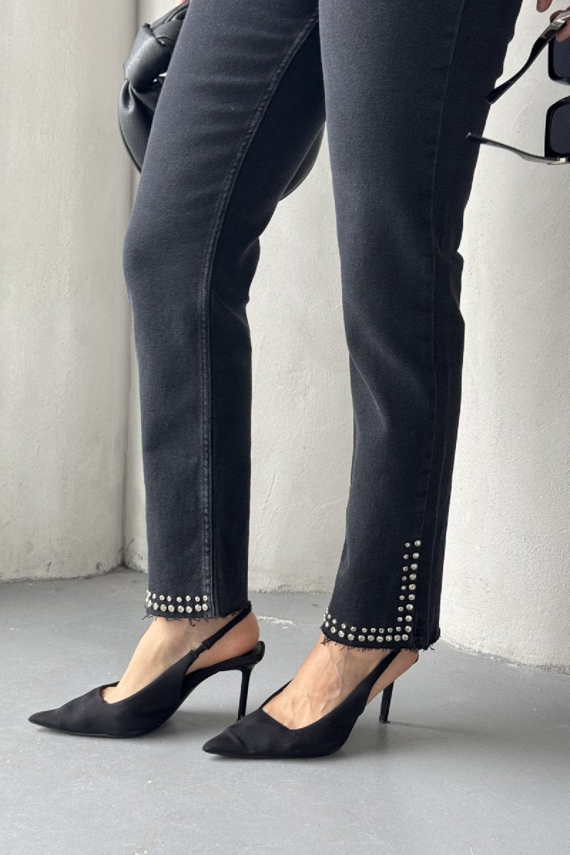 Taşlı Mom Fit Kot Pantolon 7023
