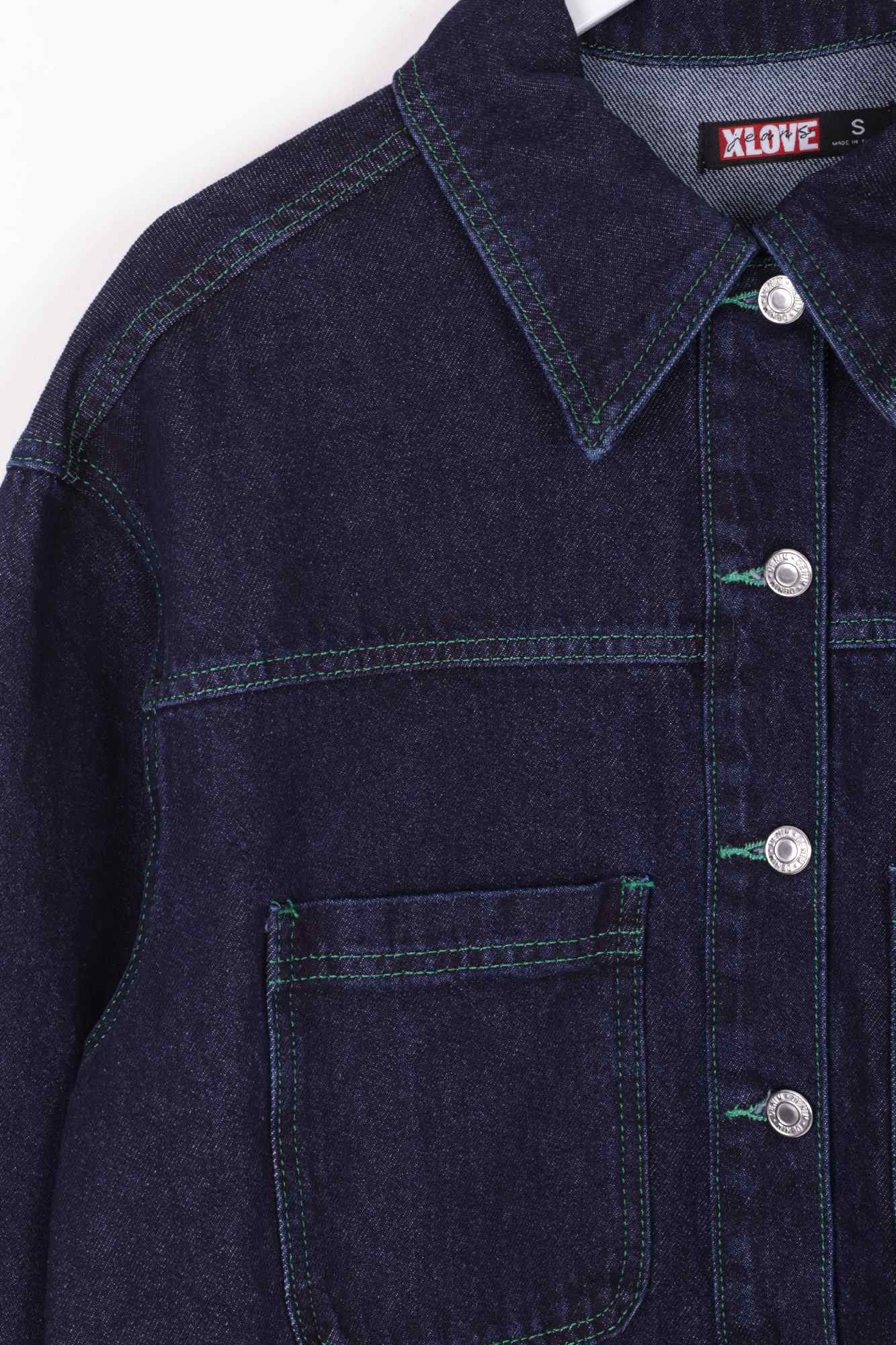 Yeşil İpli Kot Ceket 6021