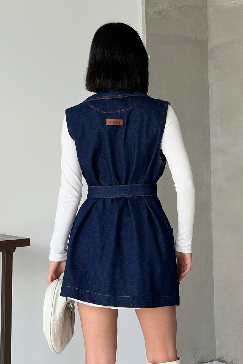 Kuşaklı Kruvaze Yaka Yelek 6137