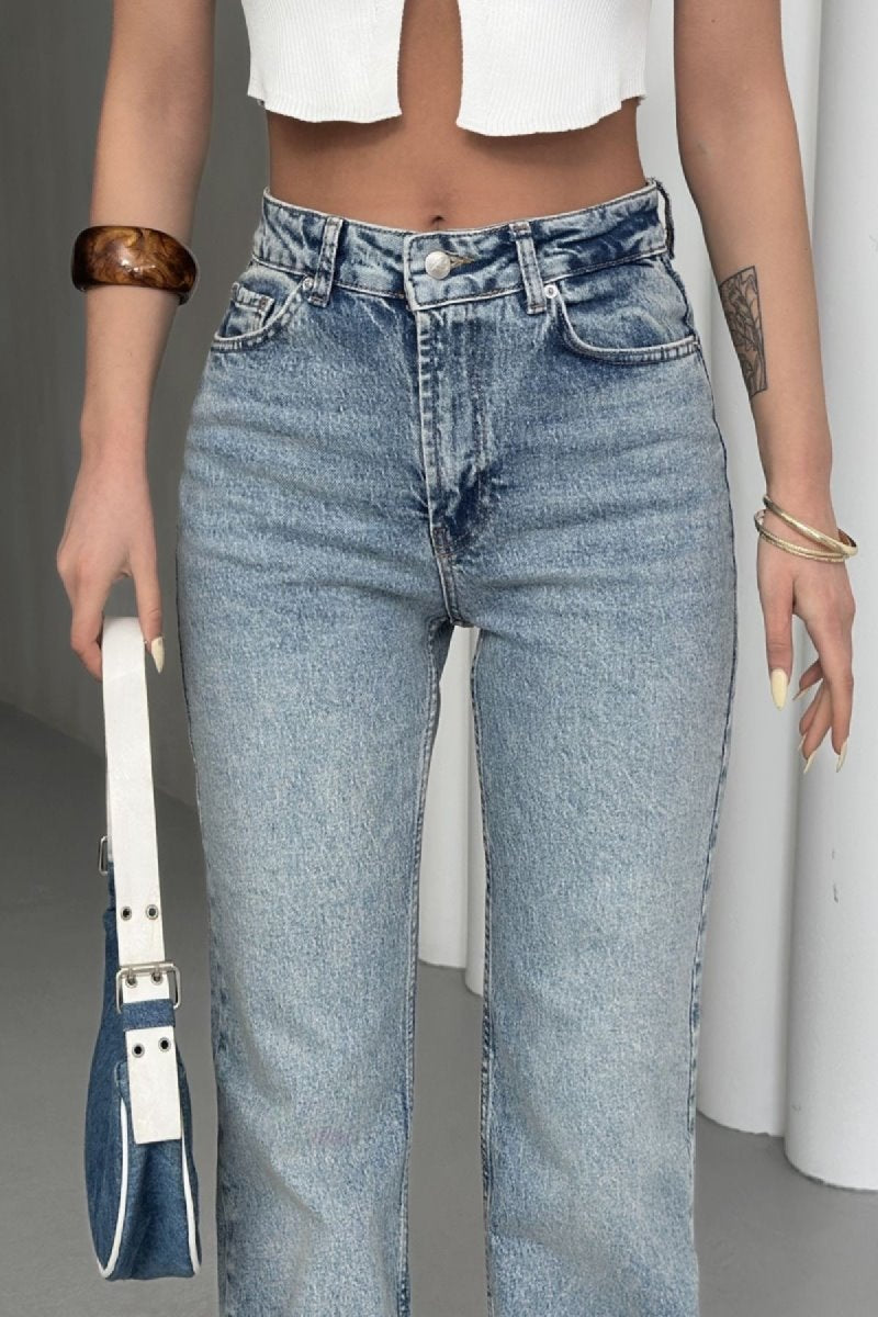 Yüksel Bel Straight Kot Pantolon 7033