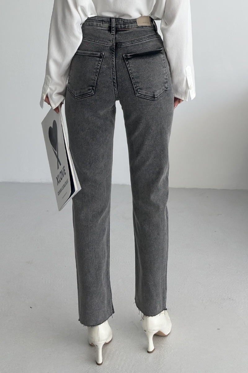 Dikişsiz Paça Mom Fit Kot Pantolon 764