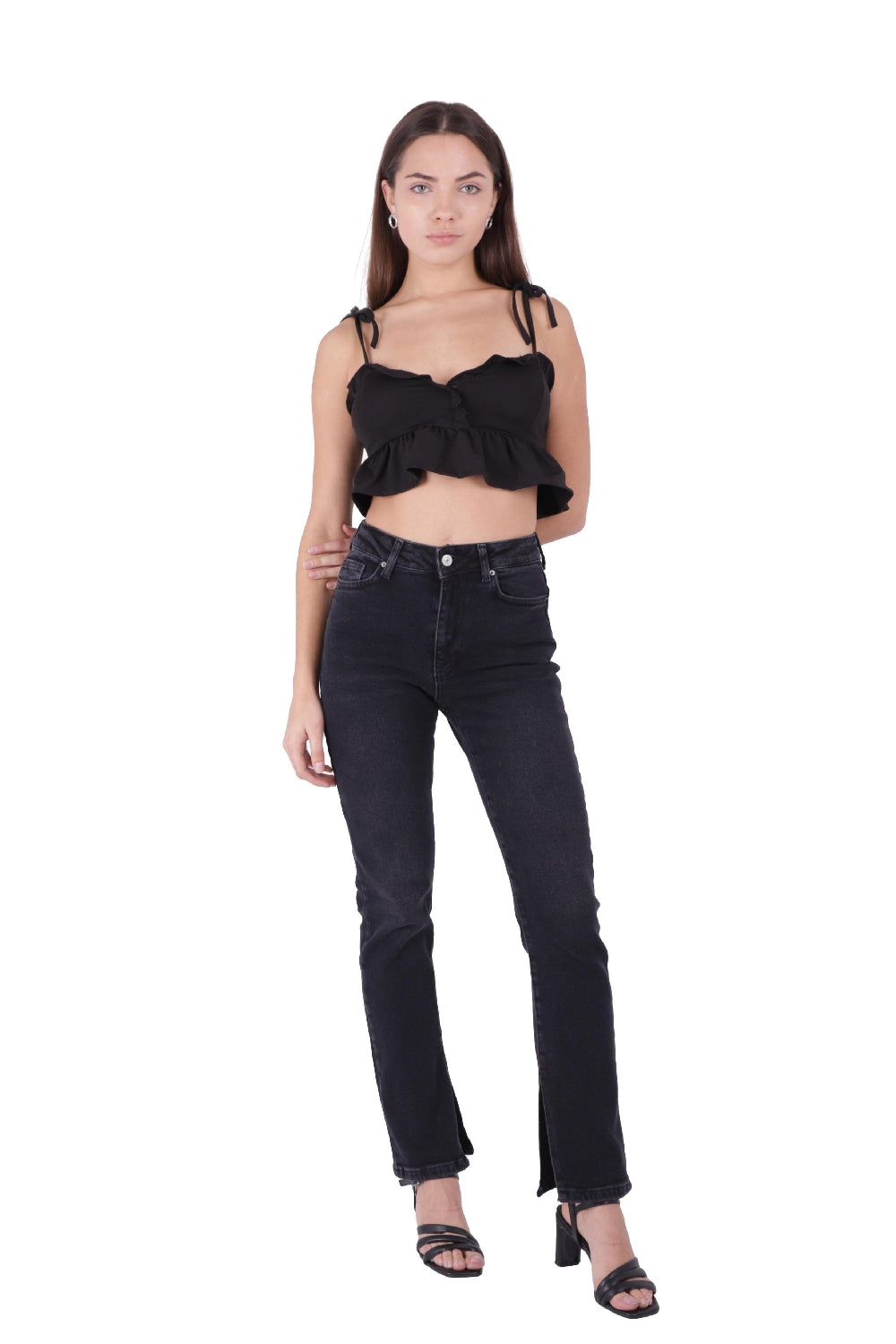 Yırtmaç Detaylı Düz Jean 1844