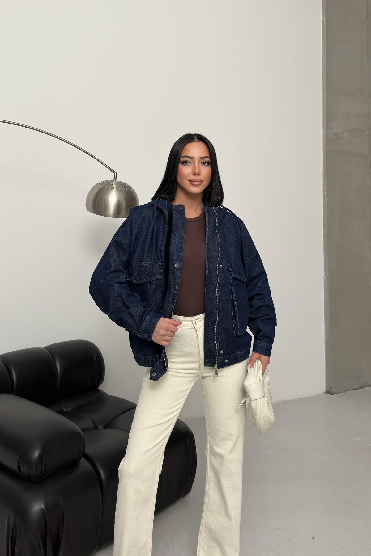 Kapüşonlu Kot Ceket 6226