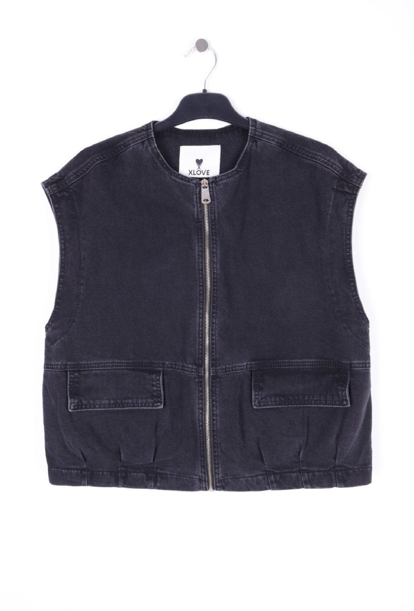 Fermuarlı Oversize Kot Yelek 6073