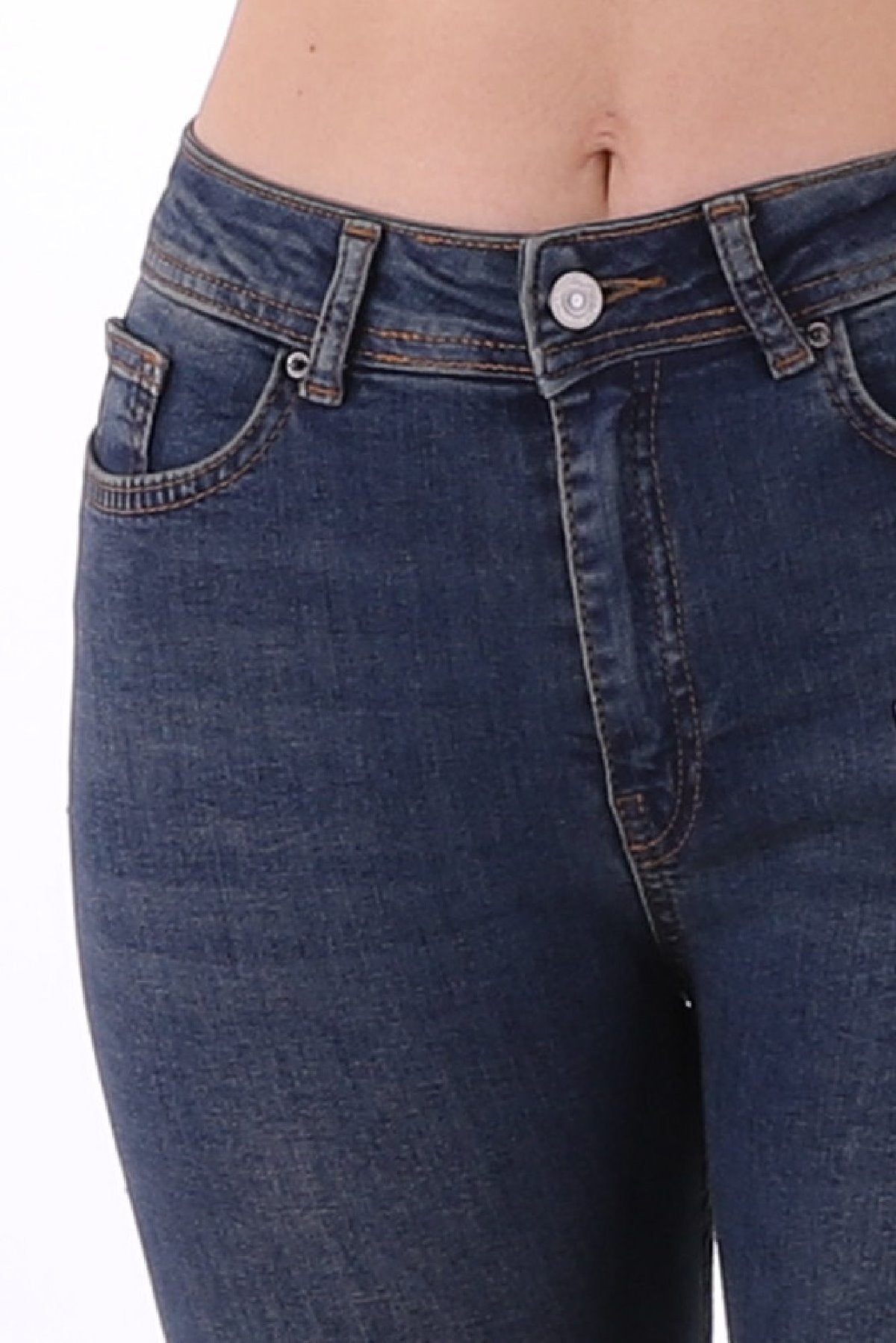 Duble Paça Skinny Kısa Boy Kot Pantolon 820