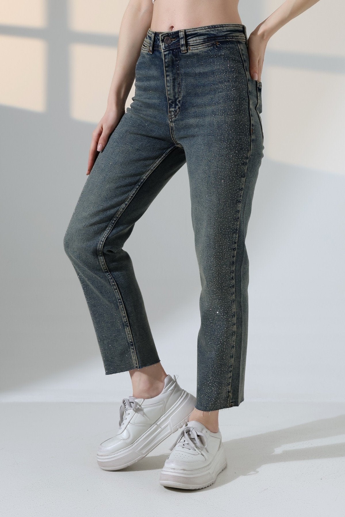 Serpme Taşlı  Relax Kot Pantolon 7193