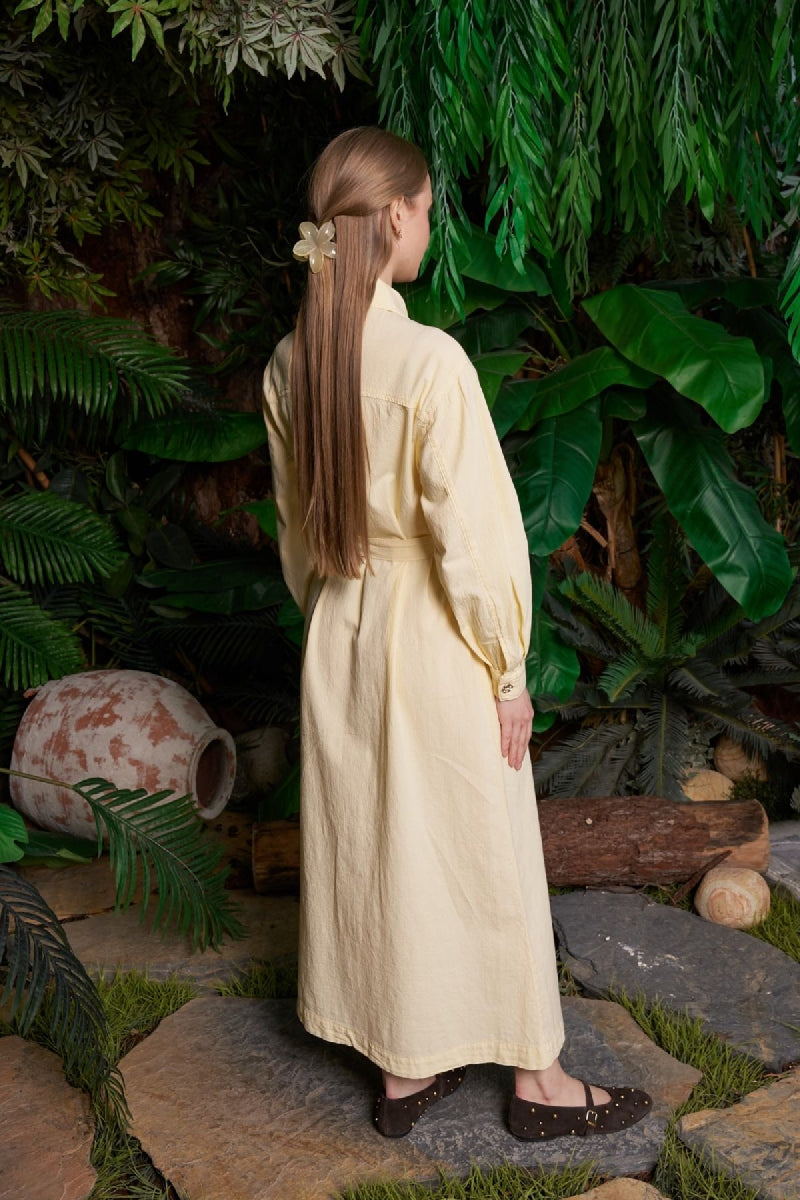 Uzun Keten Elbise HS303