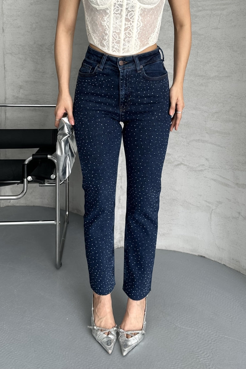 Serpme Yıldızlı Mom Fit Kot Pantolon 7040