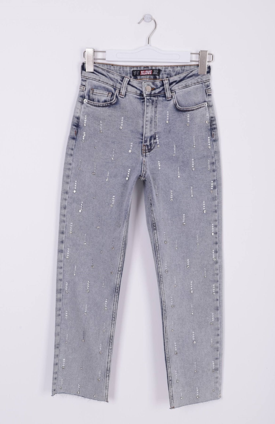 Tek Taraflı Droplı Mom Fit Kot Pantolon 7038