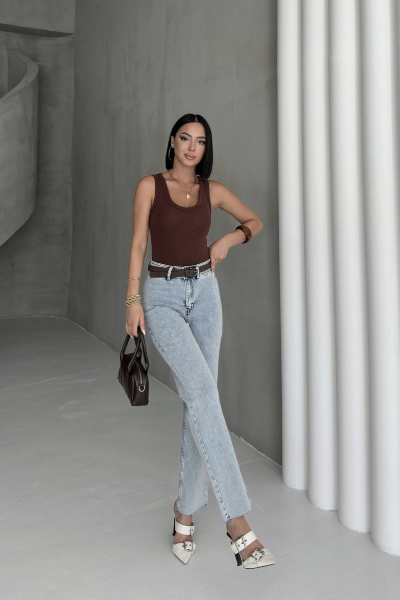 Cep Detaylı Palazzo Kot Pantolon 7073