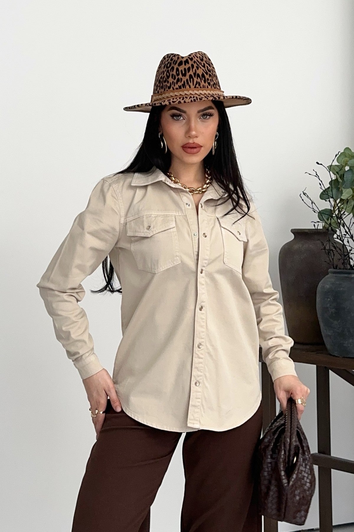 Çıtçıtlı Kot Gömlek 6013