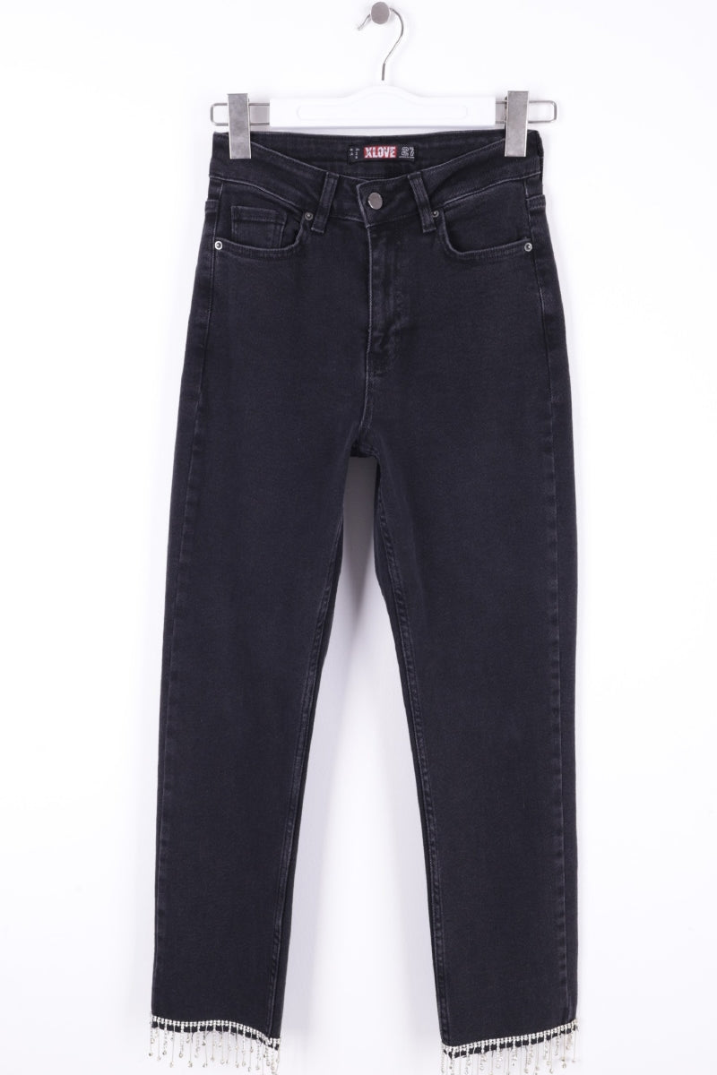 Paçasılı Dikişsiz Paça Mom Kot Pantolon 1890