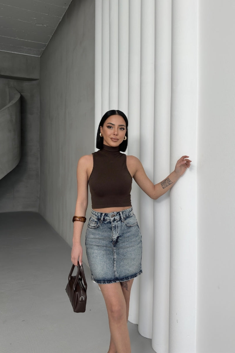 Kısa Boy Kot Etek 1036