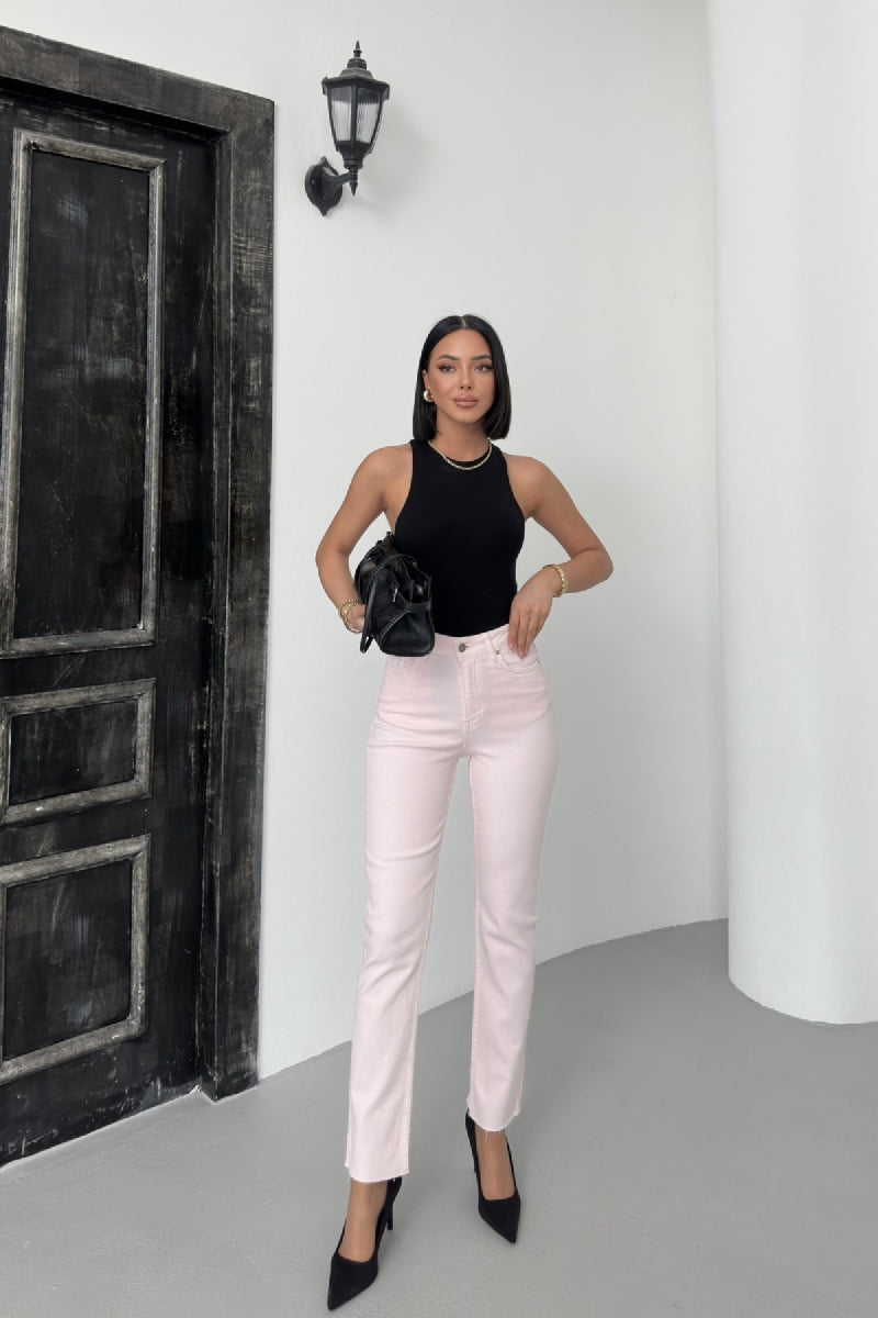 Dikişsiz Paça Mom Fit Kot Pantolon 764