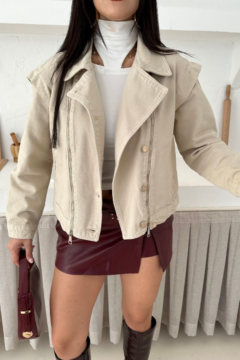 Fermuar Detaylı Kot Ceket 6141