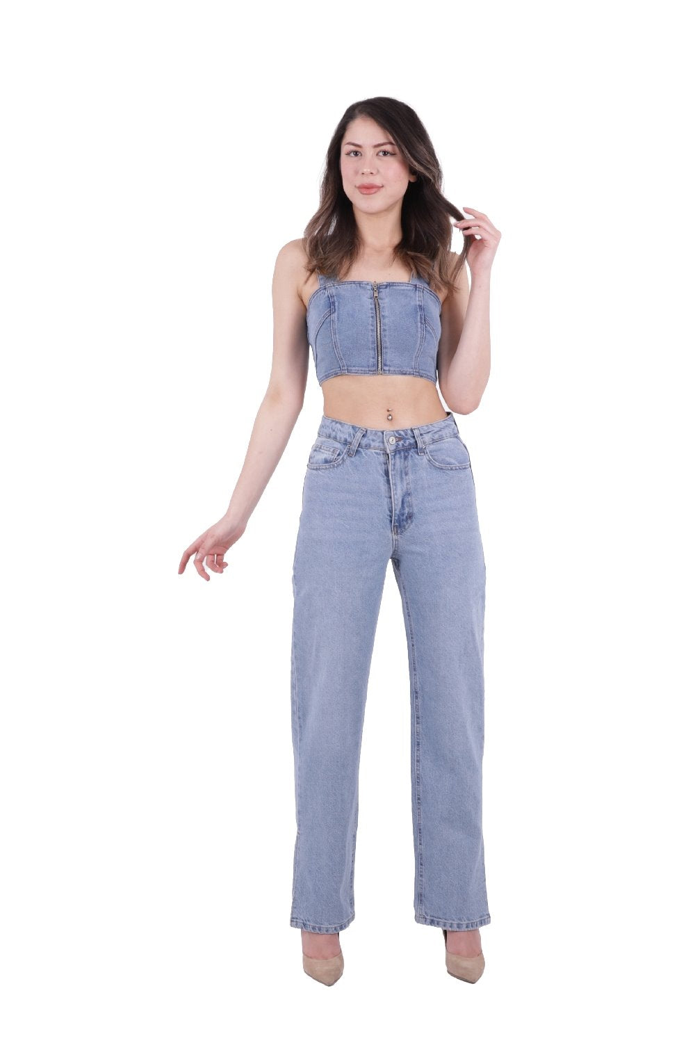 Paçası Yırtmaçlı Boru Paça Relax Kot Pantolon 931