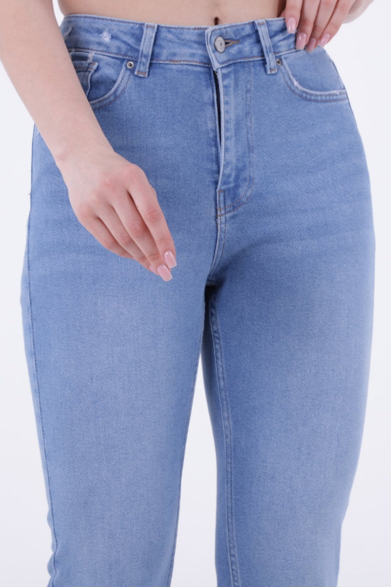 Dikişsiz Paça Mom Fit Kot Pantolon 764