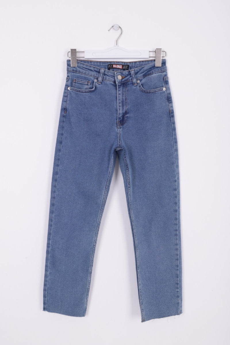 Dikişsiz Paça Mom Fit Kot Pantolon 764