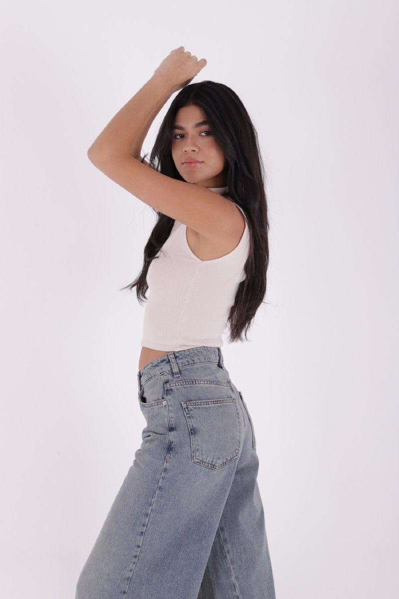 Parçalı Baggy Kot Pantolon 7045